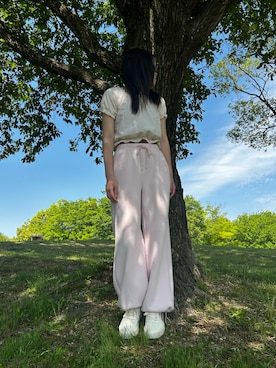 「セカストのアイテム（Tシャツ/カットソー、イエロー系）」を使った、hamhamさん（レディース・154cm）の春コーディネート