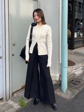 「タイトシルエット」｜「アイテム（パンツ）」を使った、nodokaさん（レディース・163cm）の秋コーディネート