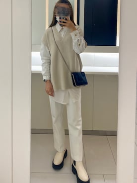 「チェルシーブーツ」｜「アイテム（スラックス）」を使った、M.さん（レディース・160cm）の秋コーディネート