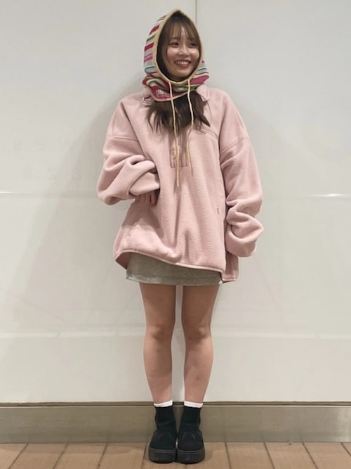 ボア オーバーサイズ ハーフジップ GAPロゴプルオーバー（スウェット