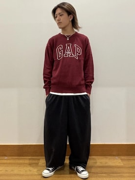 「GAP（ギャップ）のアイテム（トップス）」を使った、GapJapanさん（メンズ・168cm）の秋コーディネート