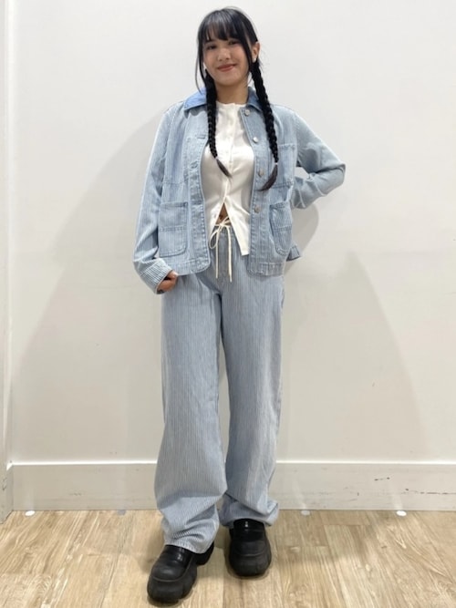 美品 GAP デニムジャケット ストライプ ヒッコリー柄 チョアジャケット M セール】デニム ストライプ チョアジャケット（デニムジャケット