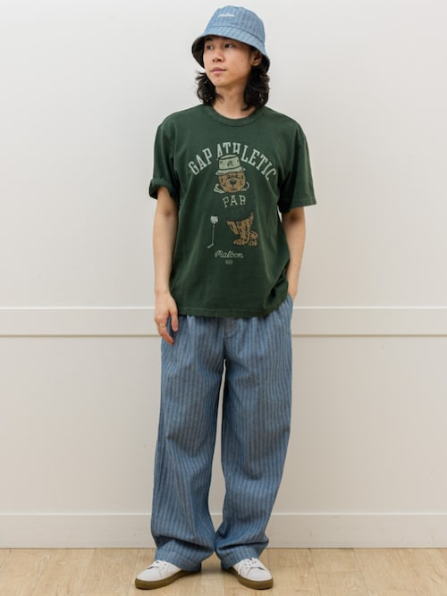 Gap × Malbon ヘリンボーン プリーツ バギーパンツ