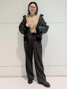 「アイテム（その他アウター、ブラック系）」を使った、GapJapanさん（レディース・163cm）の秋コーディネート