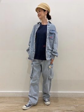 「GAP（ギャップ）のヴィーガンレザー ウェスタンベルト（ベルト、イエロー系）」を使った、GapJapanさん（レディース・160cm）の春コーディネート