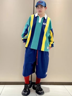 「GAP（ギャップ）のGap × Sean Wotherspoon デニム＆メッシュロゴ ベースボールハット（キャップ、ブルー系）」を使った、GapJapanさん（レディース・160cm）の春コーディネート