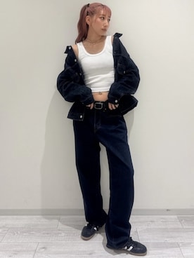 「リブタンクトップ」｜GapJapanさん（レディース・163cm）の夏コーディネート