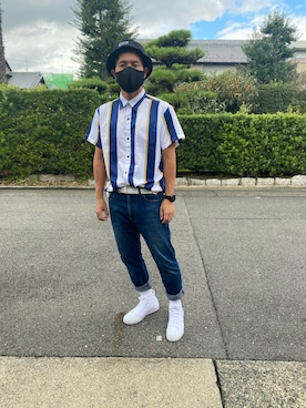 「Champion（チャンピオン）のアイテム（スニーカー）」を使った、佳祐さん（メンズ・166cm）の秋コーディネート