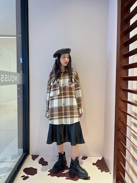 「moussy」｜「アイテム（ハンチング/ベレー帽）」を使った、Snowly Linさん（レディース・163cm）の春コーディネート