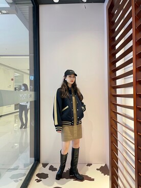 「MOUSSY（マウジー）のアイテム（MA-1）」を使った、Snowly Linさん（レディース・163cm）の冬コーディネート