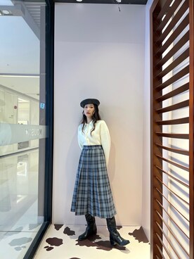 「moussy」｜「アイテム（ハンチング/ベレー帽）」を使った、Snowly Linさん（レディース・163cm）の春コーディネート