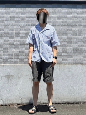 「ストライブシャツ」｜PETRUCCIさん（メンズ・160cm）の夏コーディネート