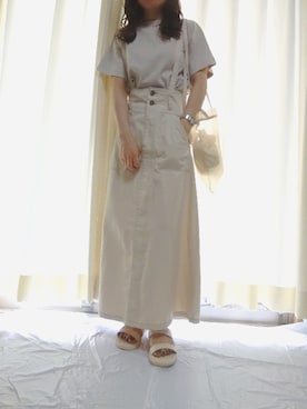 「GU（ジーユー）のアイテム（サンダル、ホワイト系）」を使った、あ やさん（レディース・147cm）の夏コーディネート