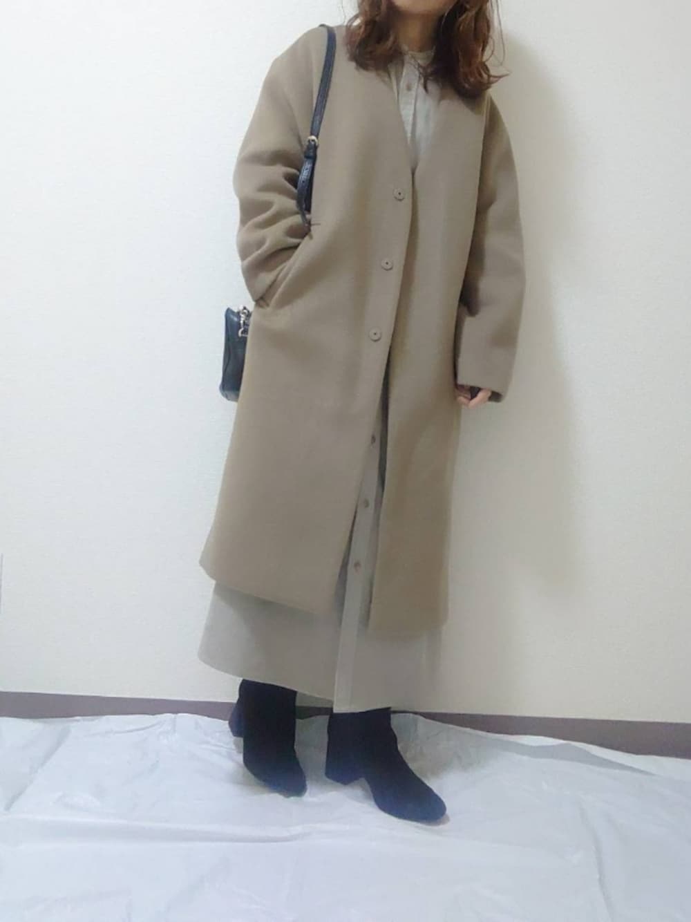 「冬、オトナ女子、オトナカジュアル、ブーツ、ワンピース、ロングワンピース、コーデュロイ、シンプルコーデ、プチプラ、GU、おしゃれさんと繋がりたい、低身長コーデ」｜あ やさん（レディース・147cm）の冬コーディネートの1枚目の写真