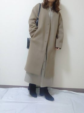 「LOWRYS FARM（ローリーズファーム）のアイテム（ノーカラーコート）」を使った、あ やさん（レディース・147cm）の冬コーディネート
