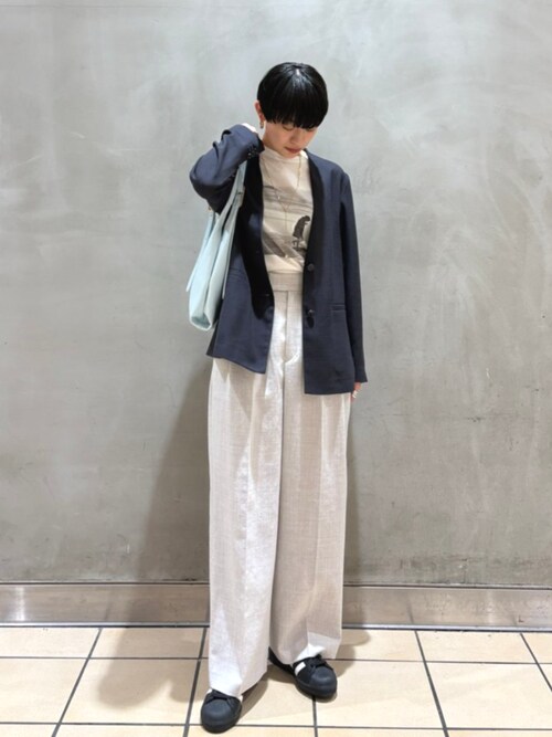 手洗い可能〉Asami 麻調合繊 カラーレス ジャケット（ノーカラー