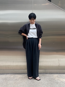 「ITEMS URBANRESEARCH（アイテムズ アーバンリサーチ）のアイテム（Tシャツ/カットソー）」を使った、ユイさん（レディース・161cm）の夏コーディネート