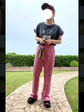 「アイテム（スラックス、ピンク系）」を使った、ike.さん（レディース・153cm）の夏コーディネート