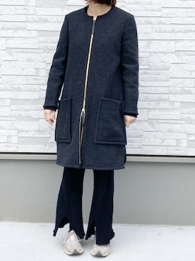 「MARNI（マルニ）のアイテム（ノーカラーコート）」を使った、myucさん（メンズ・170cm）の冬コーディネート