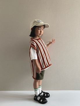 「アイテム（ベスト、ブラウン系）」を使った、y___aさん（キッズ・100cm）の夏コーディネート