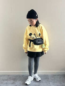 「LOWRYS FARM（ローリーズファーム）のダイケイミニスカート　588005（スカート、ブラック系）」を使った、y___aさん（キッズ・129cm）の秋コーディネート