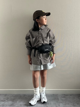 「LOWRYS FARM(ローリーズファーム)のチェックシャツLS 573247(シャツ/ブラウス)」を使った、y___aさん(キッズ・129cm)の秋コーディネート