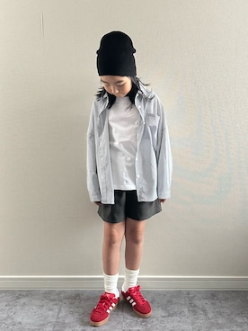 「LOWRYS FARM（ローリーズファーム）のＵＳＡロングタンク　290081（タンクトップ、ホワイト系）」を使った、y___aさん（キッズ・127cm）の夏コーディネート