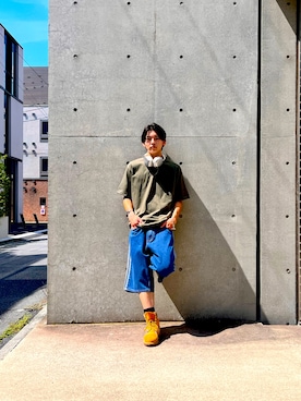 「GILDAN（ギルダン）の【GILDAN】大人気！ 6oz ultra cotton short sleeve t-shirts / ウルトラ コットン 半袖 Tシャツ ルーズシルエット 無地T サイズ・カラー展開多数 2026年 夏 夏服（Tシャツ/カットソー、グリーン系）」を使った、ケンジさん（メンズ・172cm）の夏コーディネート