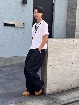 「ALL RUNS（オールランズ）のUSタイプ M51 フィールドパンツ（カーゴパンツ、ブラック系）」を使った、ケンジさん（メンズ・172cm）の夏コーディネート