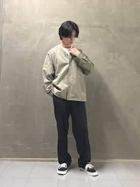 「アイテム（ノーカラージャケット）」を使った、ujiharaさん（メンズ・172cm）の春コーディネート