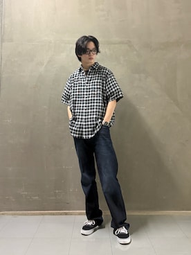 「URBAN RESEARCH DOORS（アーバンリサーチドアーズ）のFORK&SPOON　コットンレーヨンチェックシャツ（シャツ/ブラウス、ホワイト系）」を使った、ujiharaさん（メンズ・172cm）の春コーディネート