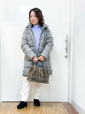 「アイテム（ダウンジャケット/コート、グリーン系）」を使った、haruさん（レディース・148cm）の冬コーディネート