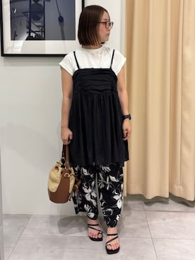 「アイテム（その他パンツ、シルバー系）」を使った、SAKUさん（レディース・153cm）の夏コーディネート