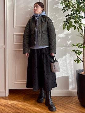 「Barbour（バブアー）のアイテム」を使った、nakaoさん（レディース・160cm）の冬コーディネート