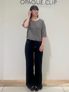 「OPAQUE.CLIP（オペークドットクリップ）のストレッチバギーデニム【洗濯機洗い可】《SS～LL》（デニムパンツ、ブルー系）」を使った、中さん（レディース・168cm）の夏コーディネート