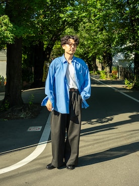 「Graphpaper（グラフペーパー）のアイテム（トップス）」を使った、Junya  Tobaさん（メンズ・175cm）の春コーディネート