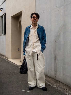 「AURALEE（オーラリー）のアイテム」を使った、Junya  Tobaさん（メンズ・175cm）の春コーディネート