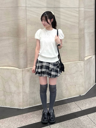 「index(インデックス)のフェザースリーブニット【洗濯機OK】(ニット/セーター)」を使った、えりさん(レディース・153cm)の秋コーディネート