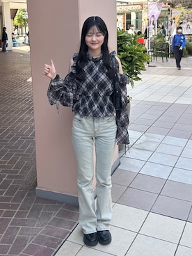 「AKIKOAOKI（アキコアオキ）のアイテム」を使った、えりさん（レディース・153cm）の夏コーディネート
