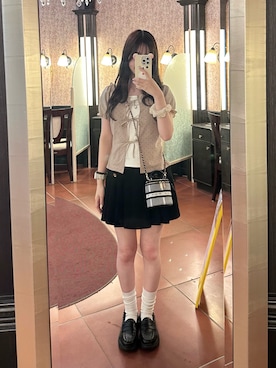 「RETRO GIRL（レトロガール）のアイテム（Tシャツ/カットソー、ベージュ系）」を使った、えりさん（レディース・153cm）の夏コーディネート