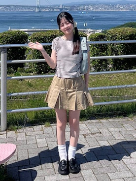 「AKIKOAOKI（アキコアオキ）のアイテム」を使った、えりさん（レディース・153cm）の夏コーディネート