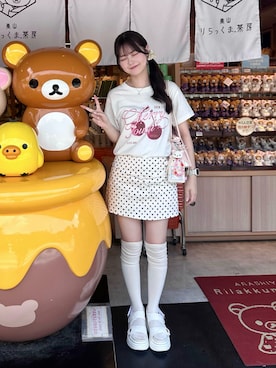 「WEGO（ウィゴー）のWEGO/厚底キルティングサンダル（サンダル、ホワイト系）」を使った、えりさん（レディース・153cm）の夏コーディネート