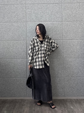 「GALLEST（ギャレスト）のタイムレスフォルムシャツ（シャツ/ブラウス、ベージュ系）」を使った、kotakiさん（レディース・158cm）の夏コーディネート