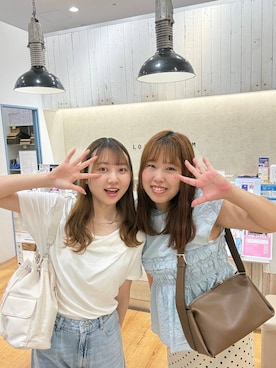 「LOWRYS FARM（ローリーズファーム）のステンレスフープチョーカー 127295（チョーカー、ゴールド系）」を使った、ゆっきー☺︎さん（レディース・160cm）の夏コーディネート