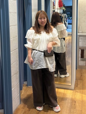 「LOWRYS FARM（ローリーズファーム）のシシュウミニワンピースＳＳ　1046529（ワンピース、ホワイト系）」を使った、ゆっきー☺︎さん（レディース・160cm）の夏コーディネート