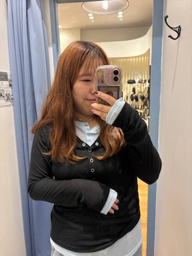 「LOWRYS FARM（ローリーズファーム）のヘンリーレイヤードLS 1074057（Tシャツ/カットソー、ブラック系）」を使った、ゆっきー☺︎さん（レディース・160cm）の秋コーディネート