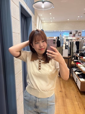 「LOWRYS FARM（ローリーズファーム）のスタイルＵＰクロスカップキャミ　100757（Tシャツ/カットソー、ホワイト系）」を使った、ゆっきー☺︎さん（レディース・160cm）の春コーディネート
