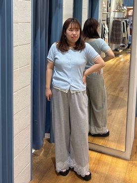「LOWRYS FARM（ローリーズファーム）のカンドウフィットＫｎｉｔサンダル 637889（サンダル、ブラック系）」を使った、ゆっきー☺︎さん（レディース・160cm）の春コーディネート