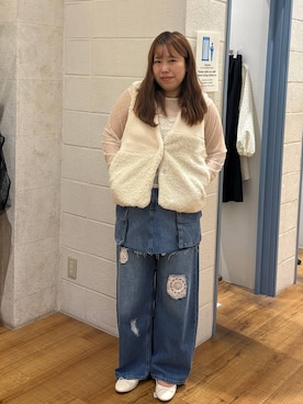 「LOWRYS FARM（ローリーズファーム）のCONE/カーゴミニスカート　1047091（デニムスカート、ブルー系）」を使った、ゆっきー☺︎さん（レディース・160cm）の秋コーディネート