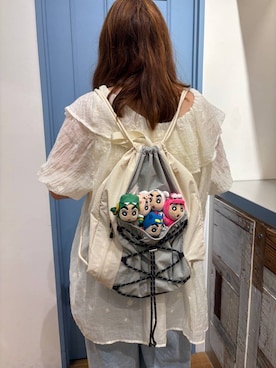 「LOWRYS FARM（ローリーズファーム）のシシュウミニワンピースＳＳ　1046529（ワンピース、ホワイト系）」を使った、ゆっきー☺︎さん（レディース・160cm）の夏コーディネート